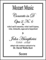 Concerto in D, Opus 2, No. 6 Orchestra sheet music cover